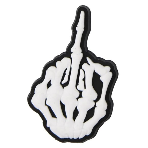 Croc Charm White Skeleton Middle Finger - Picture 1 of 1